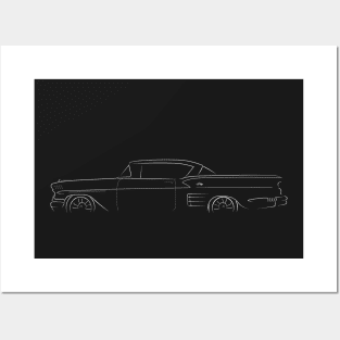 1958 Chevy Impala - profile Stencil, white Posters and Art